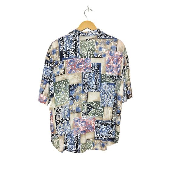 Vintage Kittie Lee Multi Pattern Button Up Short Sleeve Shirt Shorts Set Size 10 - Picture 8 of 8
